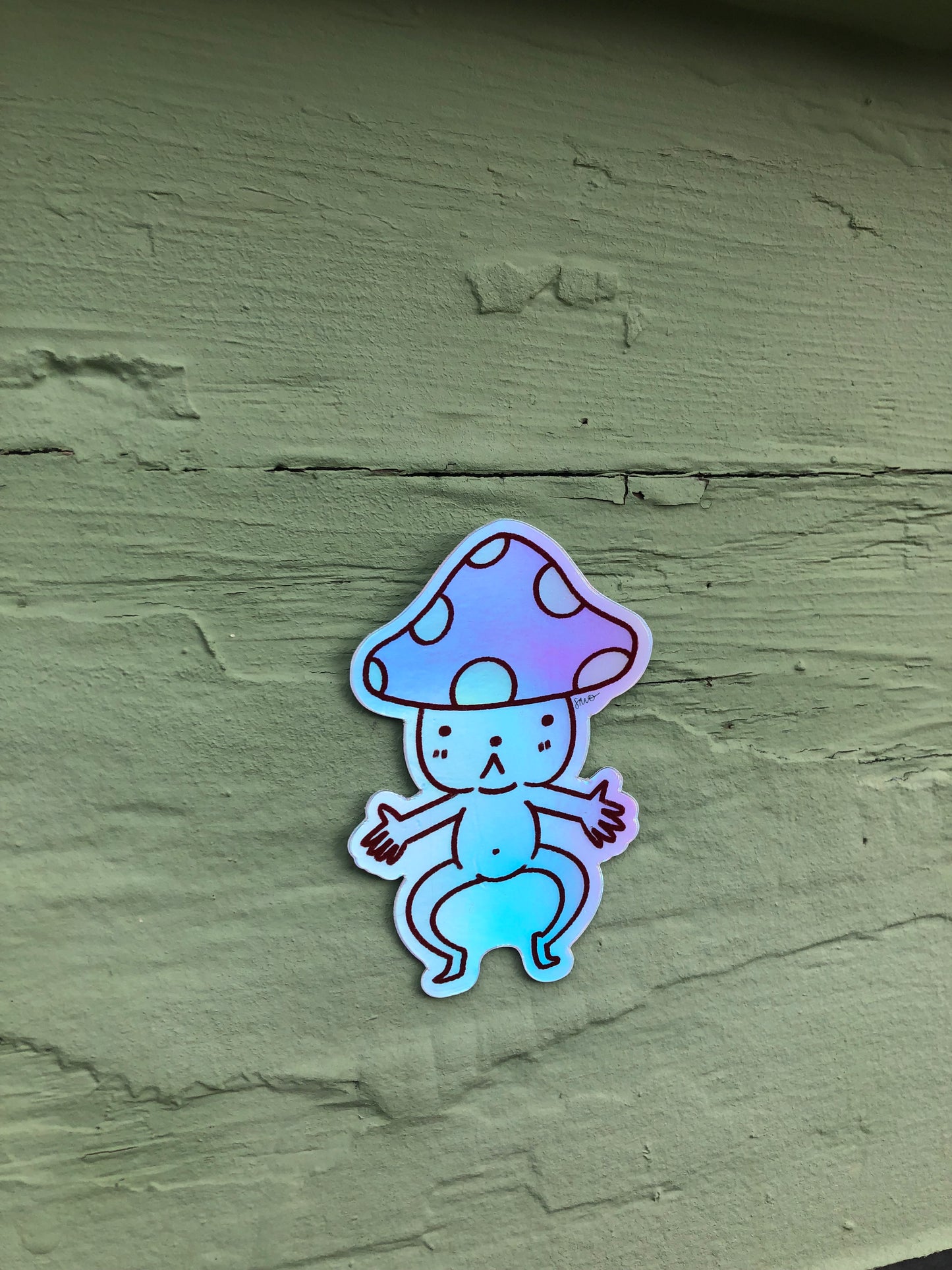 Holo mushroom friend sticker